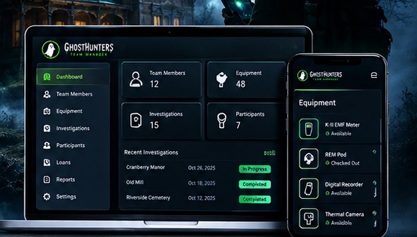 GhostHunter Team Manager app preview